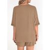 Women S V Neck Short Sleeve Top And Shorts Casual Set