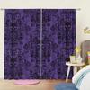 Purple-black Gothic Retro Skull and Flower Pattern Printed Curtains   Window Decorations   Home Decorations   Room Decorations