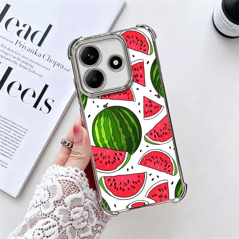 

Watermelon Summer Fruit Soft Phone Case For Xiaomi Redmi Note 14 15 Pro Plus 13 12 11S 11T 5G 10 9S 9 Plating Anti-Fall Fundas Redmi Note15ProPlus