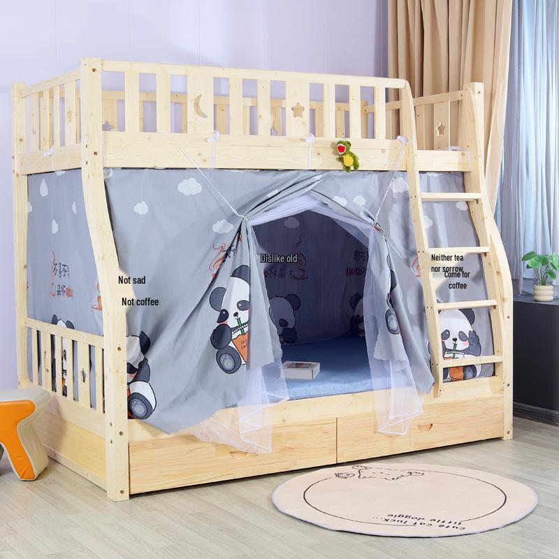 Cortina Integrada para Cama em Beliche Trapezoidal: Rede Mosquiteira e Anti-Poeira para Camas de Dormitório de Mãe e Filho