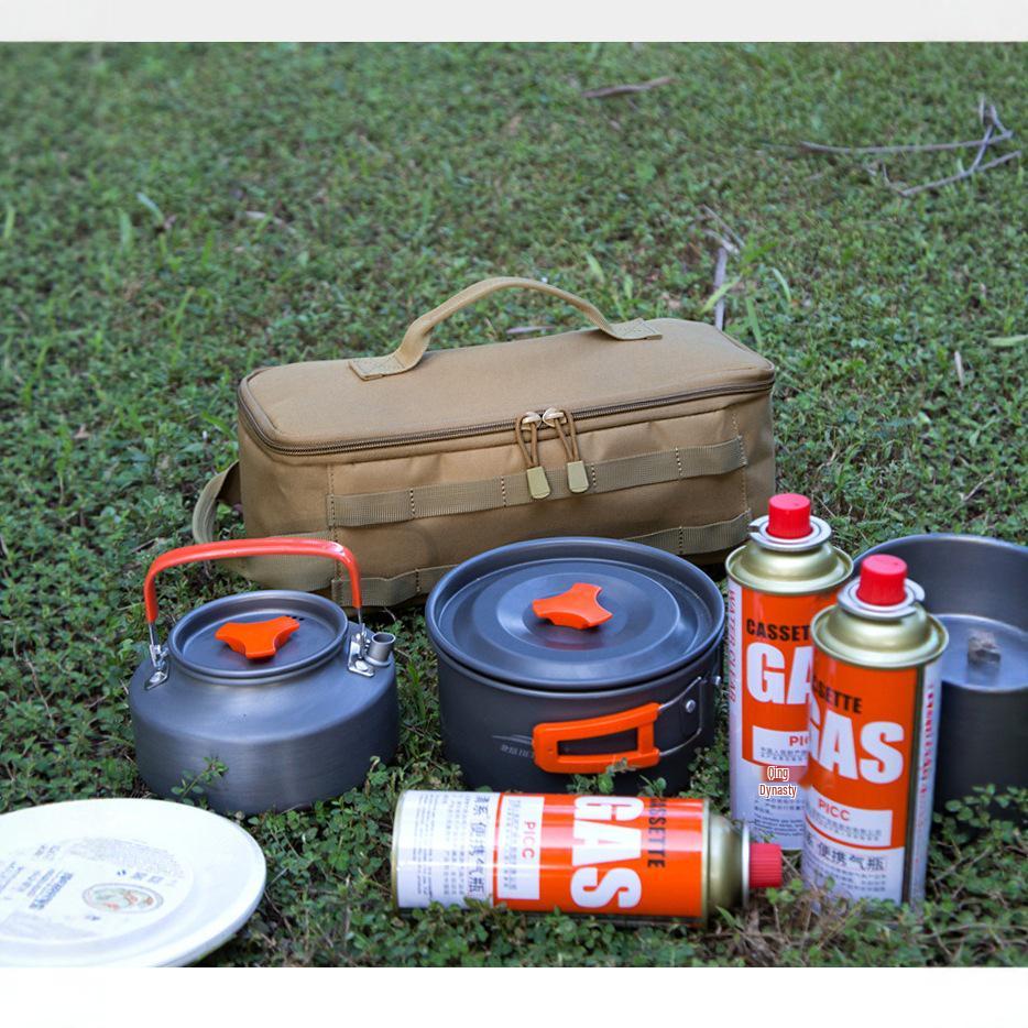 Set de Utensilios de Cocina Portátiles para Exteriores NiuNiu: Tetera de Camping, Sartén, Hornillo de Picnic y Bolsa