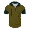 Men's Casual Hooded Zipper Neck Sweatshirt Short Sleeve Top