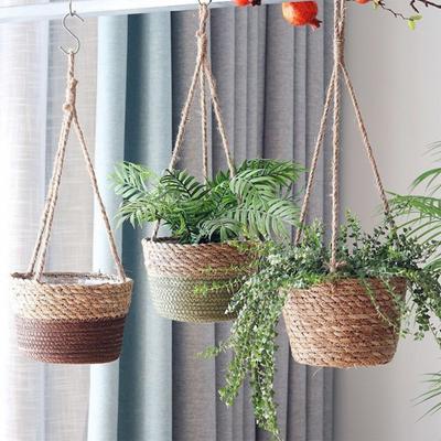Flowerpot Cotton Basket Planter Rustic Charm Sturdy Handwoven Rope Hanging Flower Plant Holder Orchid Growing Pot
