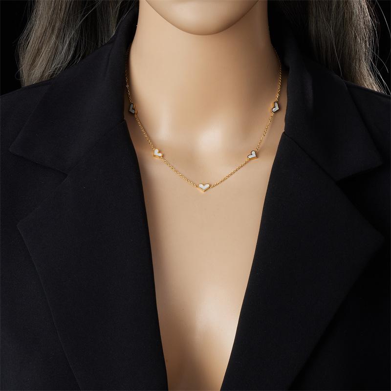 Ladies Elegant Love Heart Necklace Earring Jewelry Set 2 in 1
