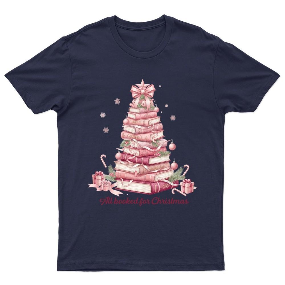All Booked For Christmas TShirt Unisex Gift Retro Seasonal Funny Xmas Santa D