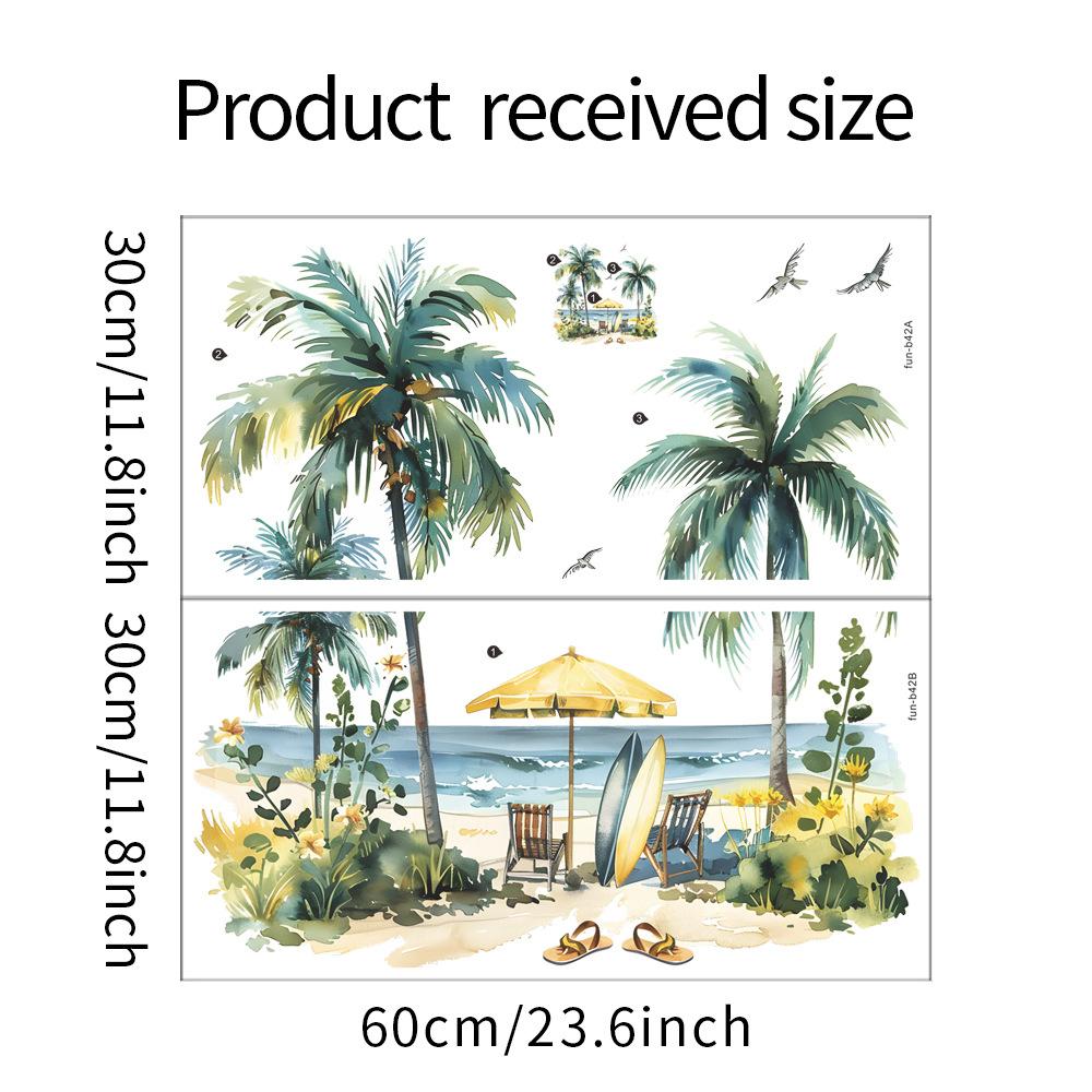 

Наклейка на стену с изображением кокосовой пальмы на летнем пляже для кабинета, гостиной, крыльца, дома 30*60CM*2PCS/fun-b42