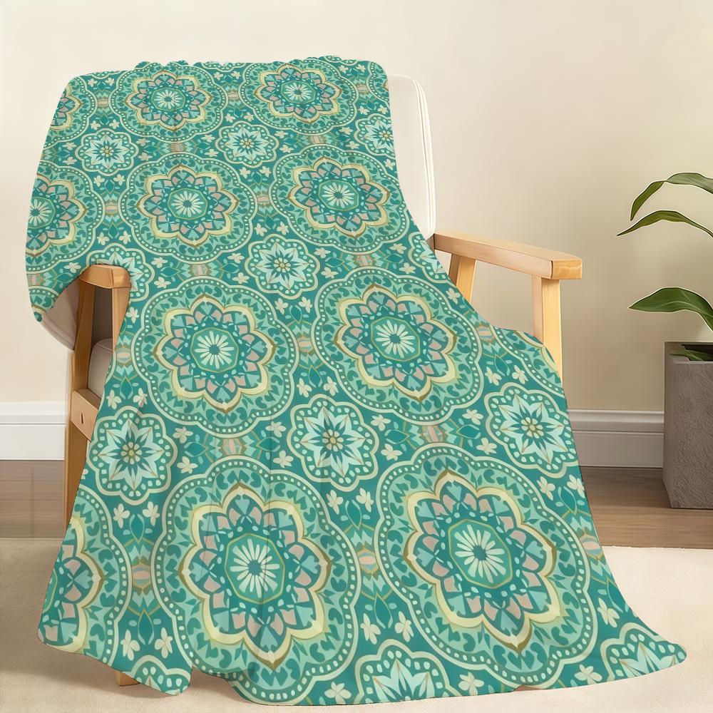 

Classic M Mandala Teal Swirl Blanket Soft Throw Blanket for Home Bedroom Bed Sofa Picnic Travel Office Rest Cover Blanket Gift 75x90cm