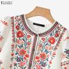 ZANZEA Blusa Casual da Donna con Stampa Floreale, Girocollo, Maniche Corte