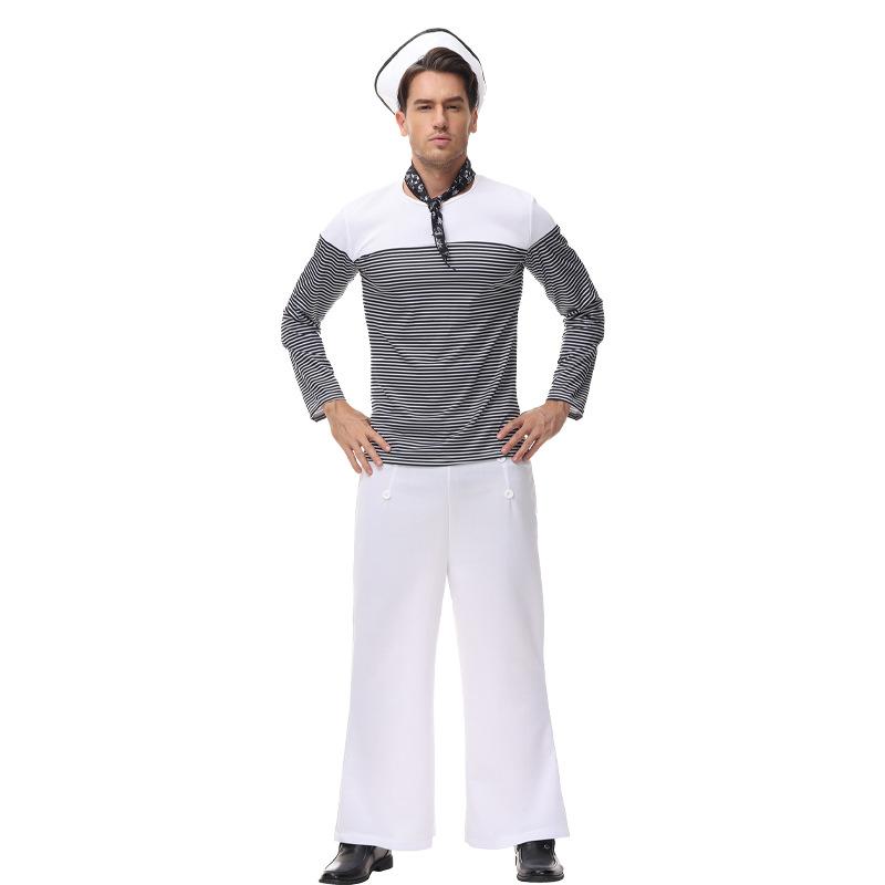 Halloween Navy Sailor Uniform White Suit Couple Stage Performance Costume
