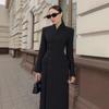 European and American Women's Clothing INS Popular Black Long Elegant Waist and Thin Temperament High-end Jacket