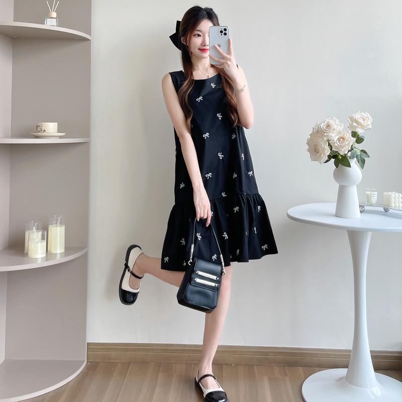 2026 Summer Trendy Bow Maternity Dress - Fashionable A-Line Vest for Moms Large