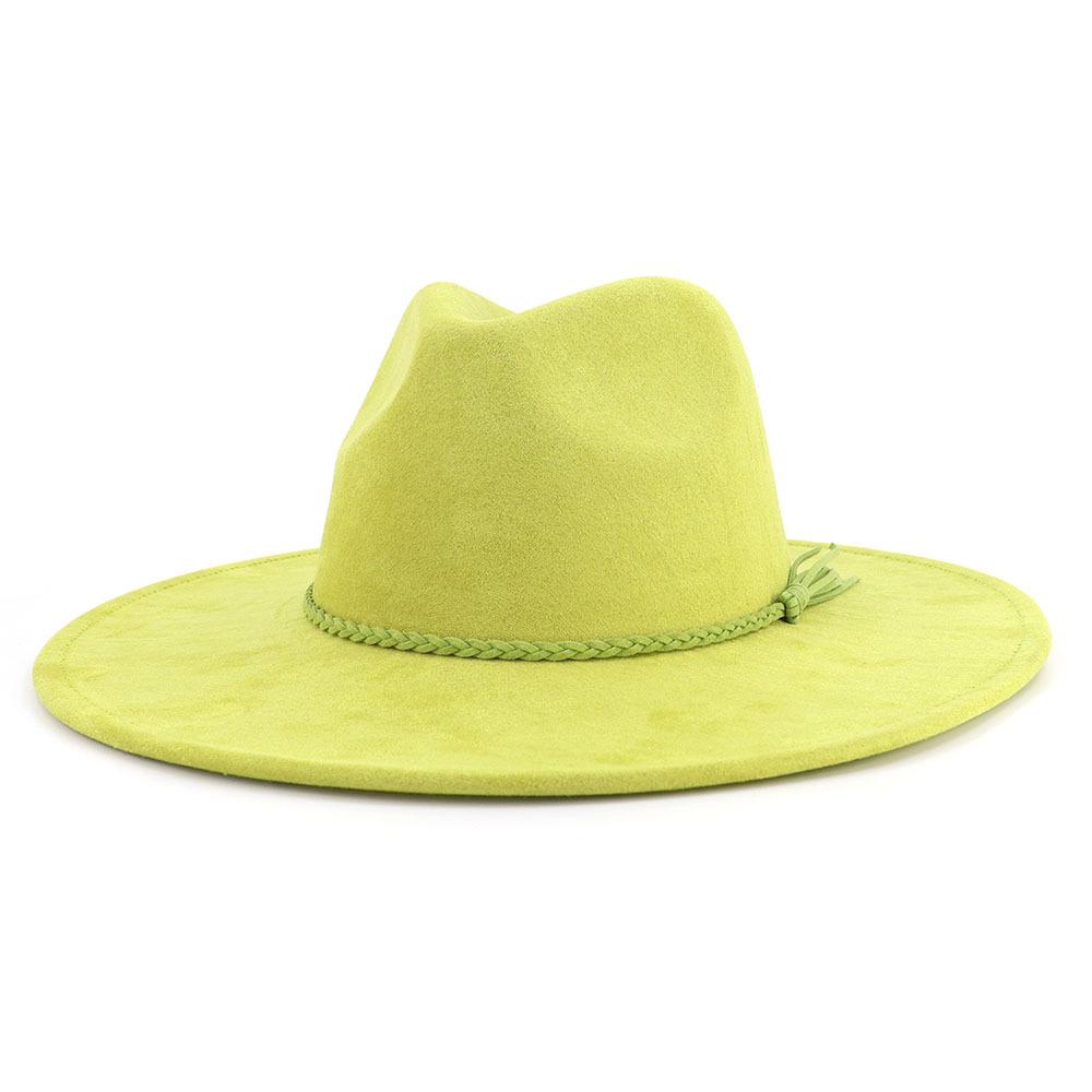 Unisex Suede Felt Fedora Hat Wide Brim Flat Edge Elegant Classic Gentleman Hat