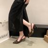 2025 summer new fashion casual bag head sandals thin heel shallow mouth pointed empty sandals women