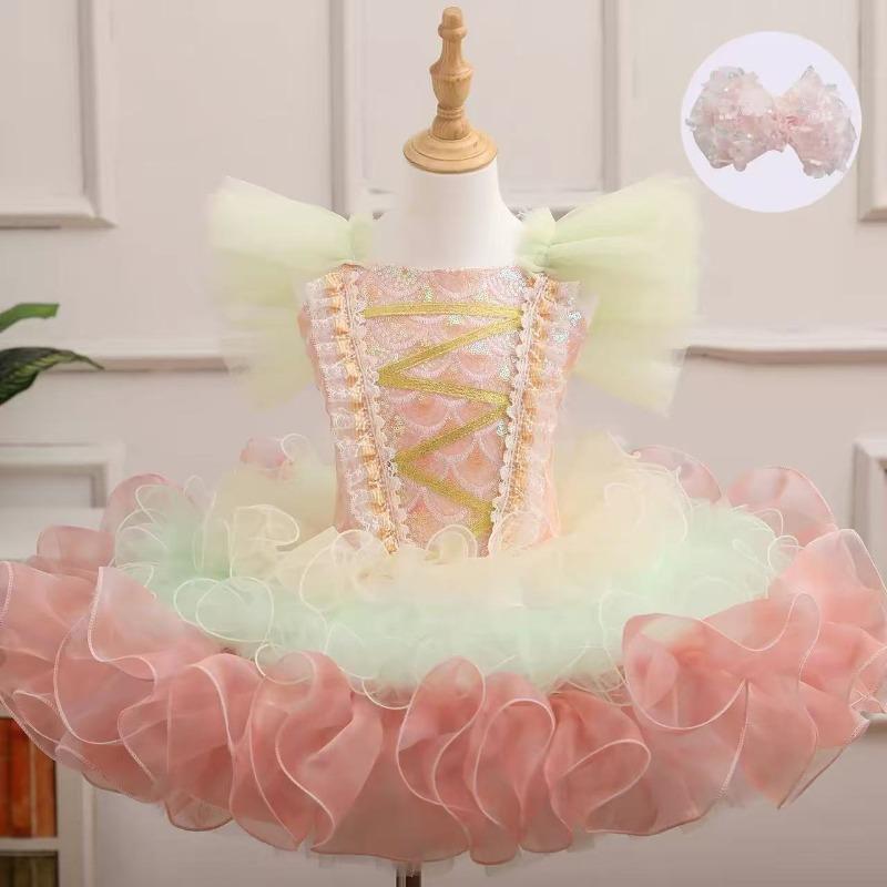Children s Ballet Performance Costume Gradient Tulle Tutu Toddler Runway Princess Dress Little Swan Costume 110 оранжевый