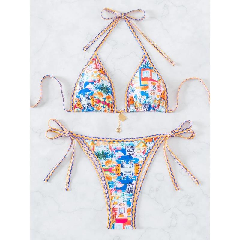 Women's Two Piece Bikini Set 2026 Sexy Triangle Push Up Swimsuit, Floral Print Bathing Suit Beach Swimwear