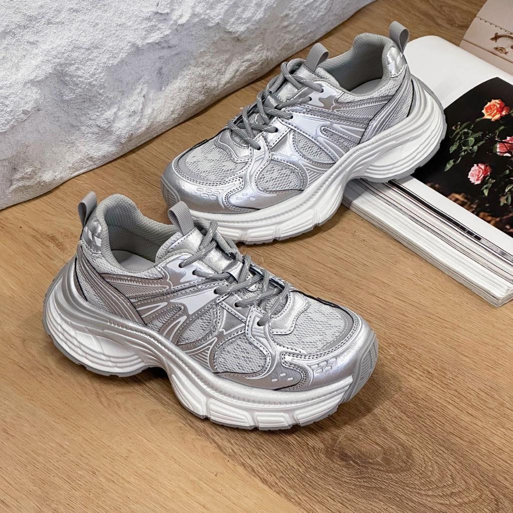 2025 early spring new casual platform women's shoes breathable double mesh round head women's versatile women's single shoes dad shoes women's tide