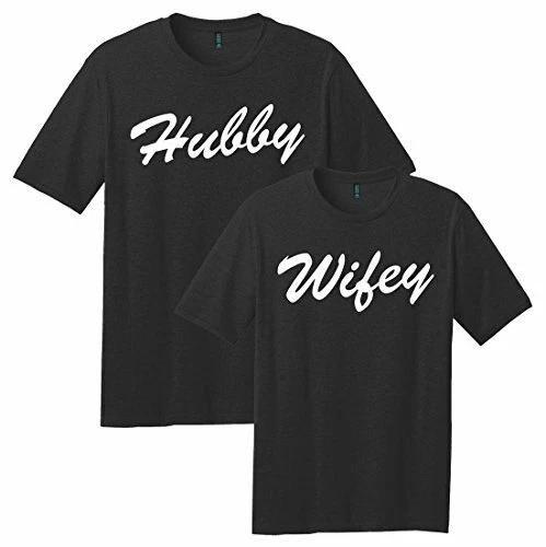 Trenz Shirt Company Hubby and Wifey Matching Couple Shirts Unisex Tee Shirts S