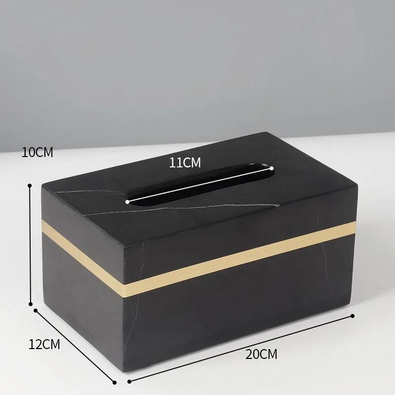 Natürliche Marmor-Taschentuchbox Goldener Strich Badezimmer-Papierboxen Westliches Restaurant Schreibtisch-Serviettenhalter Heimdekoration Modern