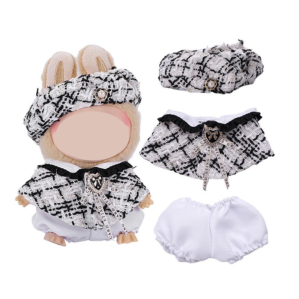 French Style Plush Doll Clothes For 15-17cm Labubu Clothing Accessories Cute Dress Toy Diy Dress Up Outfit Designer Party Gift