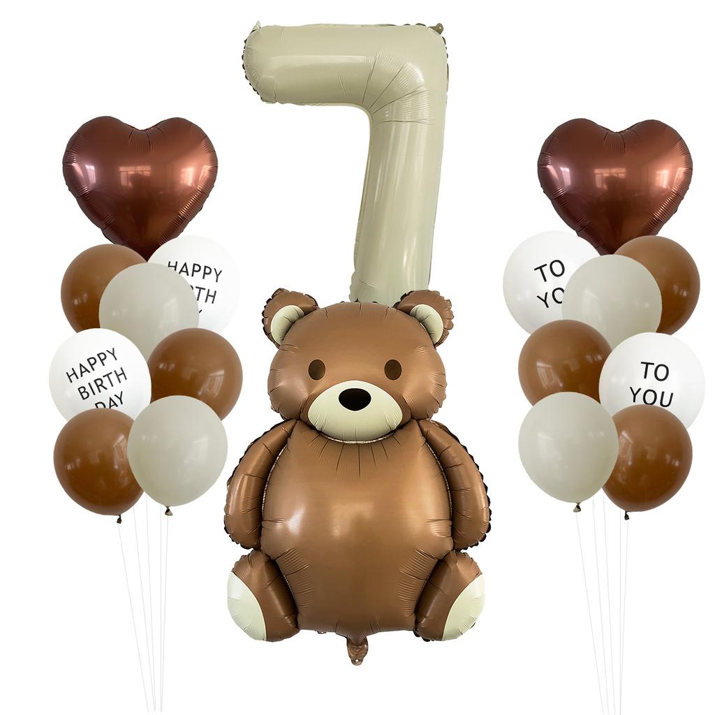 Sött matt björn regnbåge aluminiumfolie ballongset kärlek digital barnkalas dekoration regnbågsballong