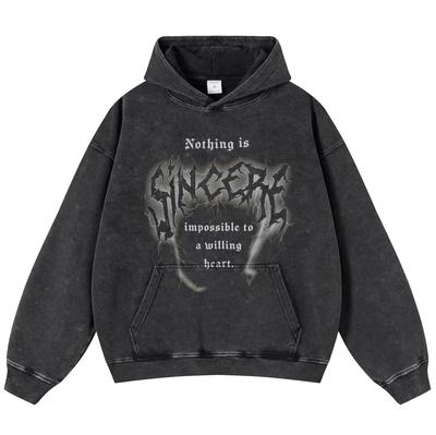 Streetwear Grafisk med Bokstaver Vasket Svart Oversized Unisex Y2K Hettegenser