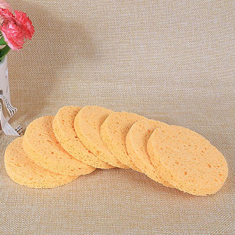 10 stk Naturlig Trefiber Ansiktsvask Rengjørende Rund Svamp Sminkeverktøy Kvinner