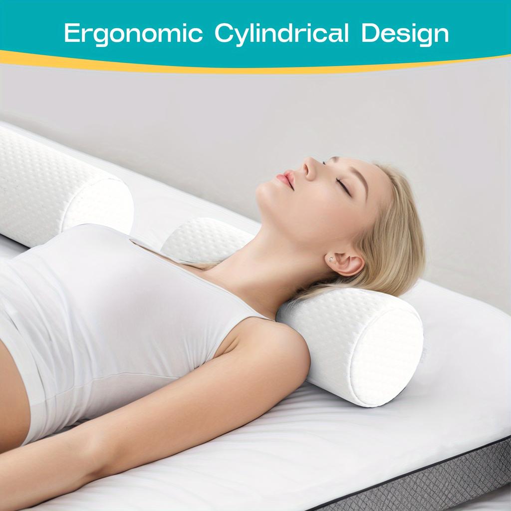 1 pcs Round Cervical Roll Pillow with Removable Washable Cover Ergonomically Designed To Fit The Head Neck Back and Legs
