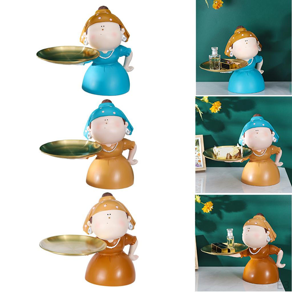 Girl Figurine Storage Tray Holder Creative Sculpture Wedding Party Decor