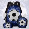 Football Cartoon Print Junior High School Backpack Three-Piece Children'S Schoolbag Primary School Backpack