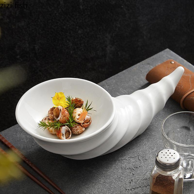 Ren Vit Oregelbunden Keramisk Dim Sum Tallrik Restaurang Kreativ Desserttallrik Sushi Tallrik Molekylär Gastronomi Specialitet Porslin