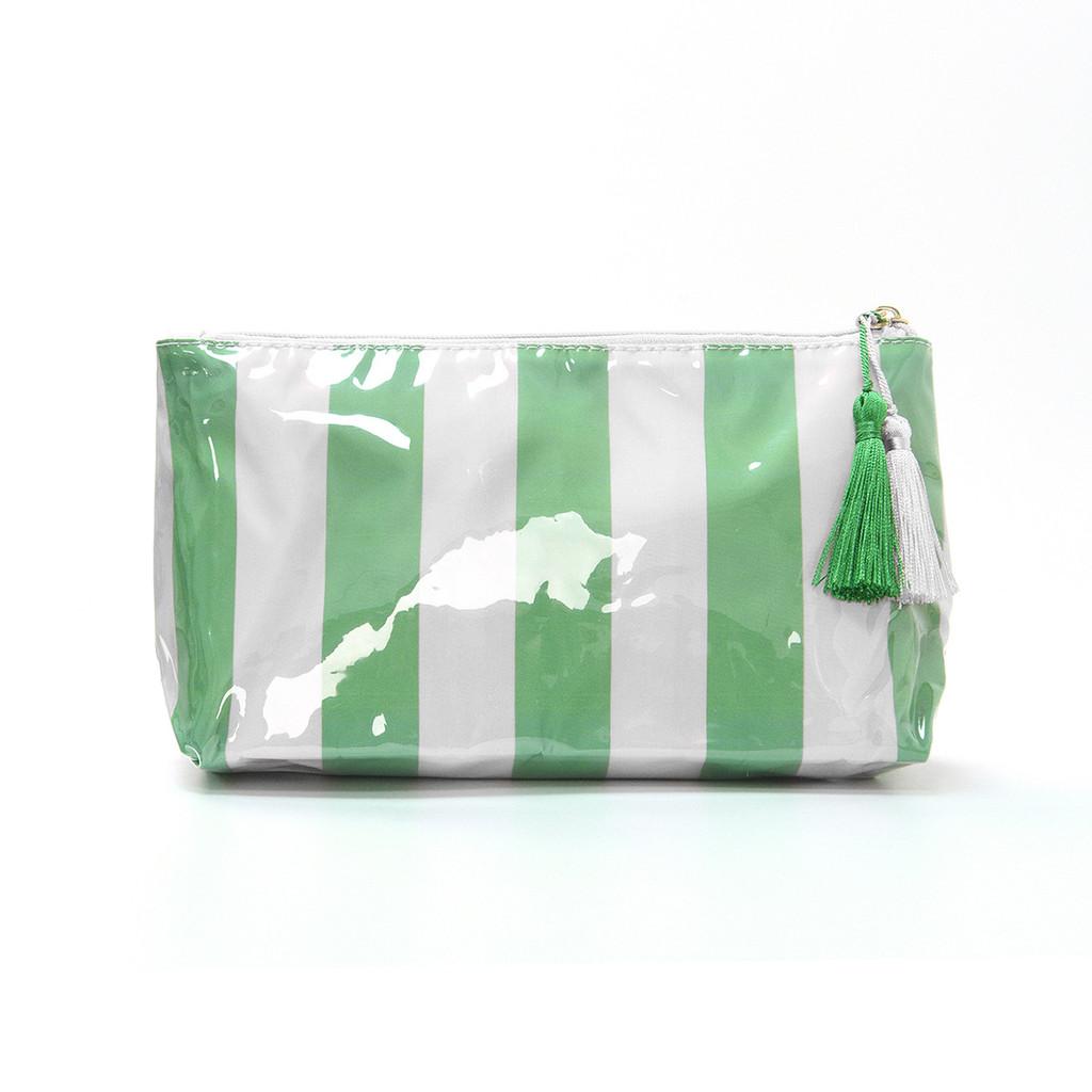 Modern Pvc Cosmetic Bag With Striped Design For Travel And Daily Use