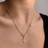 14K Gold Plated Stainless Steel Cross Necklace for Women - Beaded Chain, Simple & Elegant Design