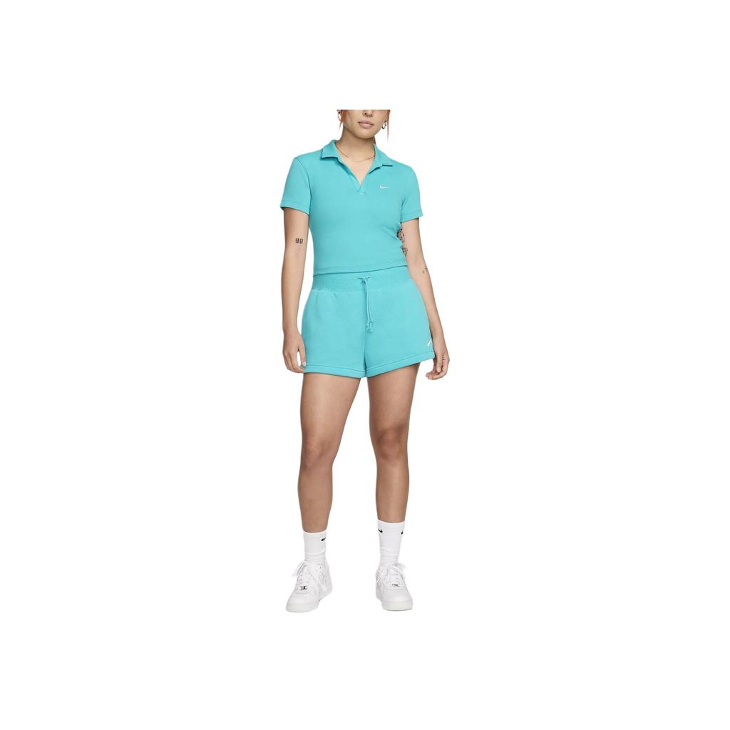 New Nike Sportswear Essentials Series Polo Shirt Women's Blue Green DV7885-345
