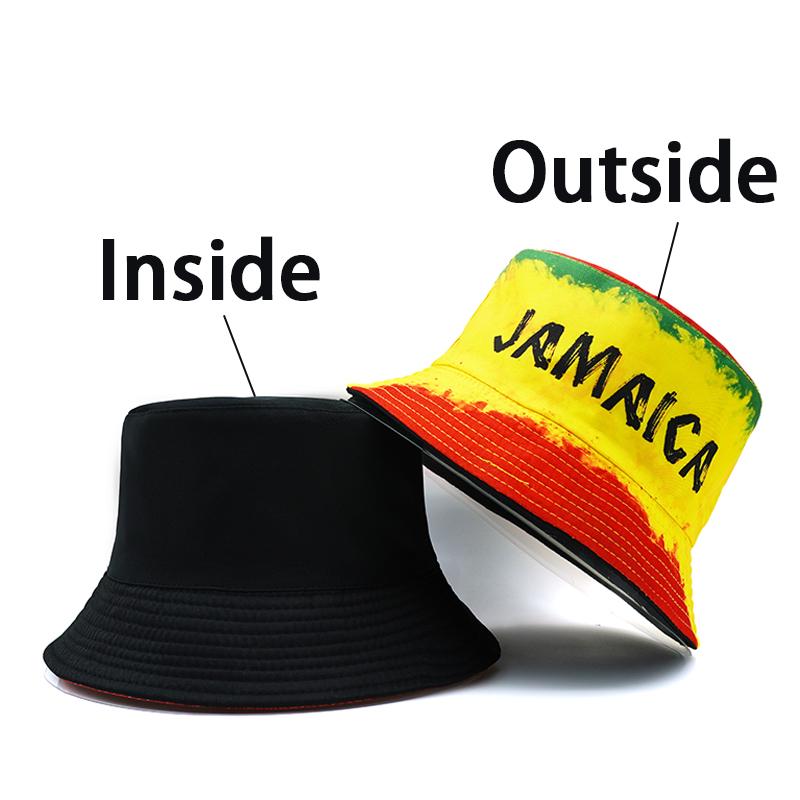 

Bocca Jamaica Printing Bucket Hat Rasta Letter Pattern Red Yellow Green FisherUnisex Hats Location Design Panama Bob Cap Sunshade About 56-58cm