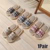 1 Pairs Linen Surface Breathable Sweat-Absorbing Casual Bohemian Pattern Comfortable Home Slippers Non-slip Multi-Color