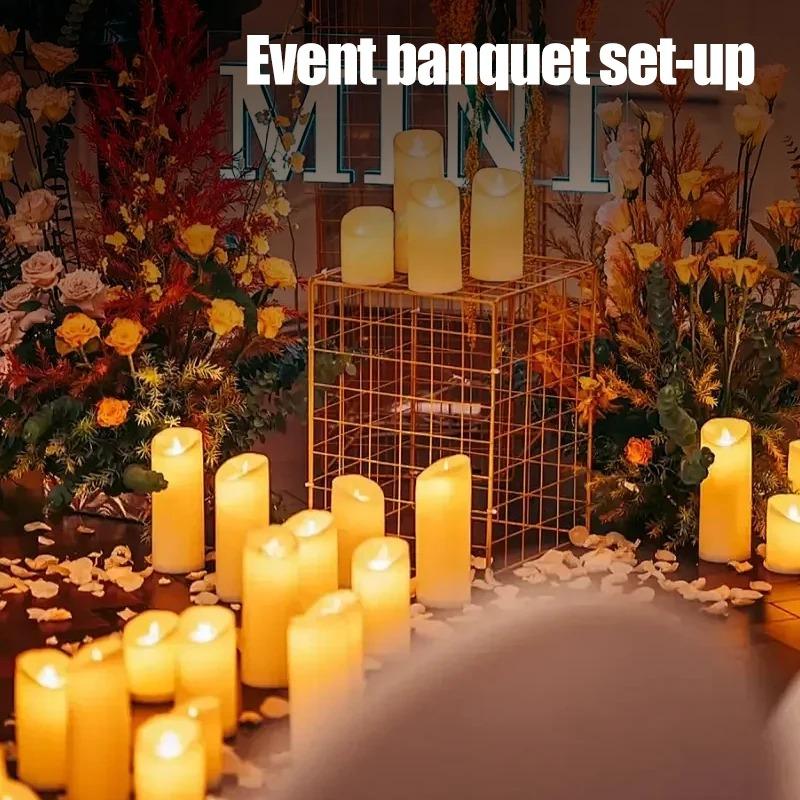 9/12/24PCS Flameless LED Candle Light Creative Wishing Christmas Decorative Column Candle Fake Plastic Candle Battery Powered Home Wedding