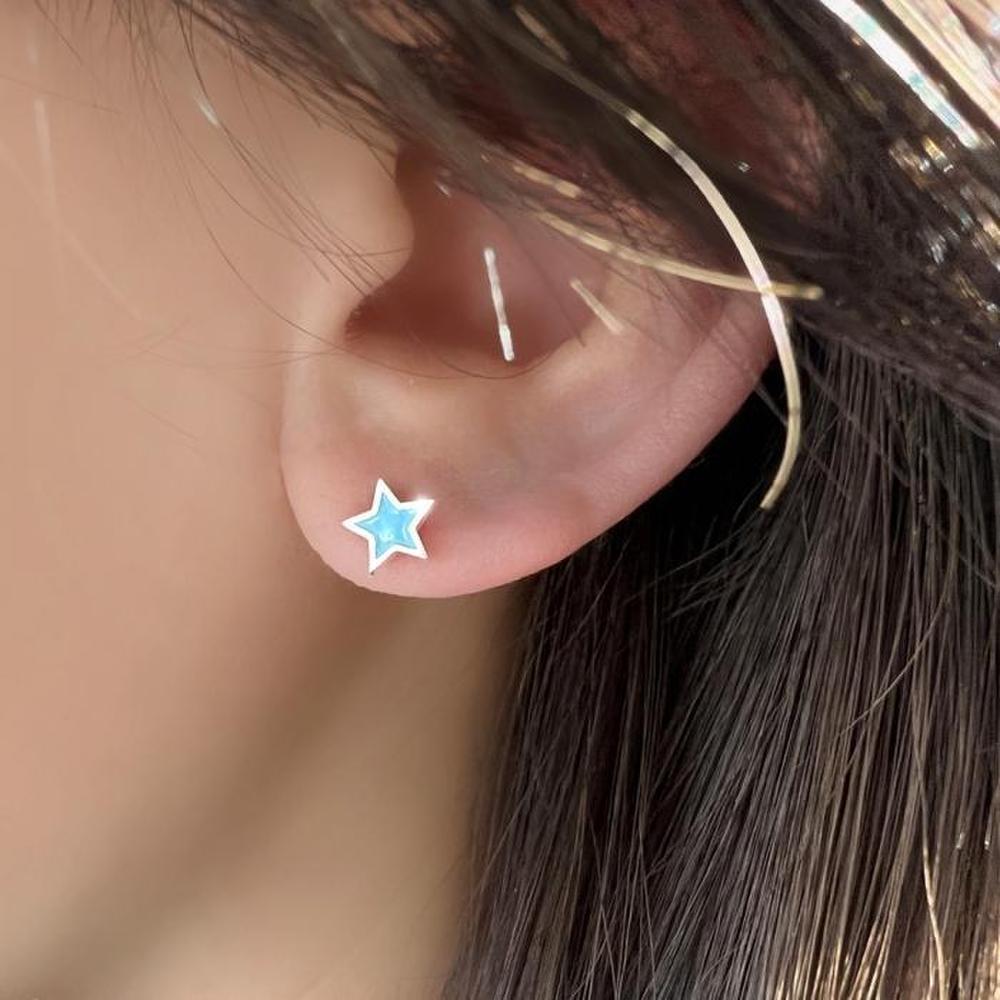 Silver 925 Sky Blue Moon and Star Piercing (S9486940)