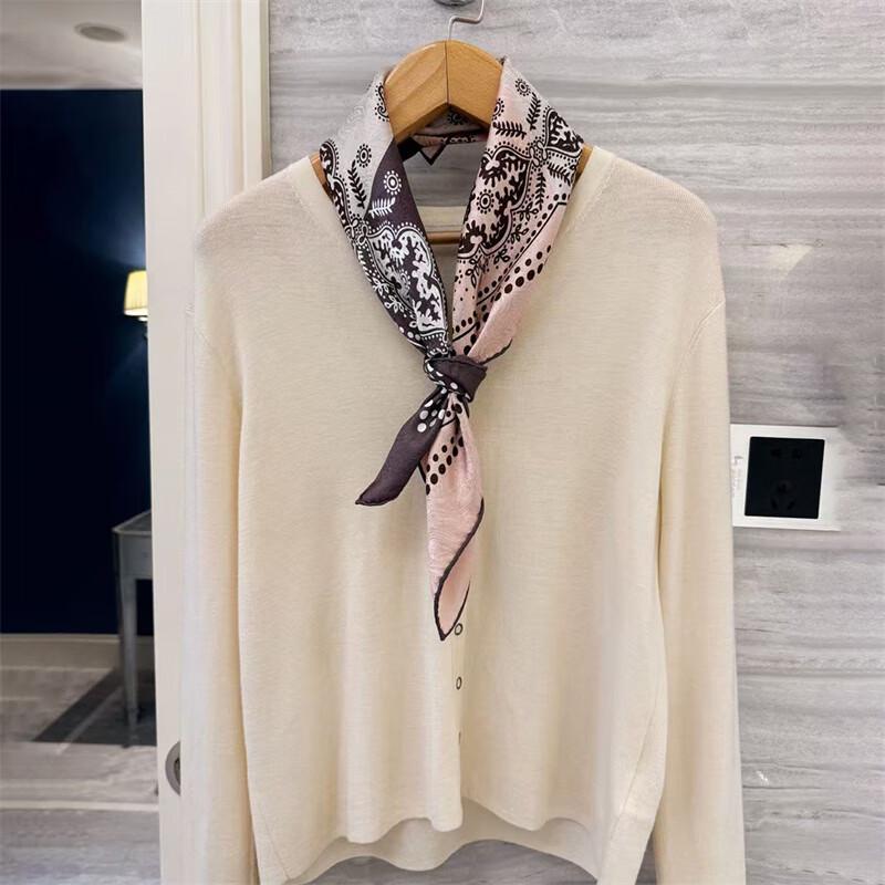 NINA SOLOR Four-Patch Paisley Jacquard Mulberry Silk Scarf