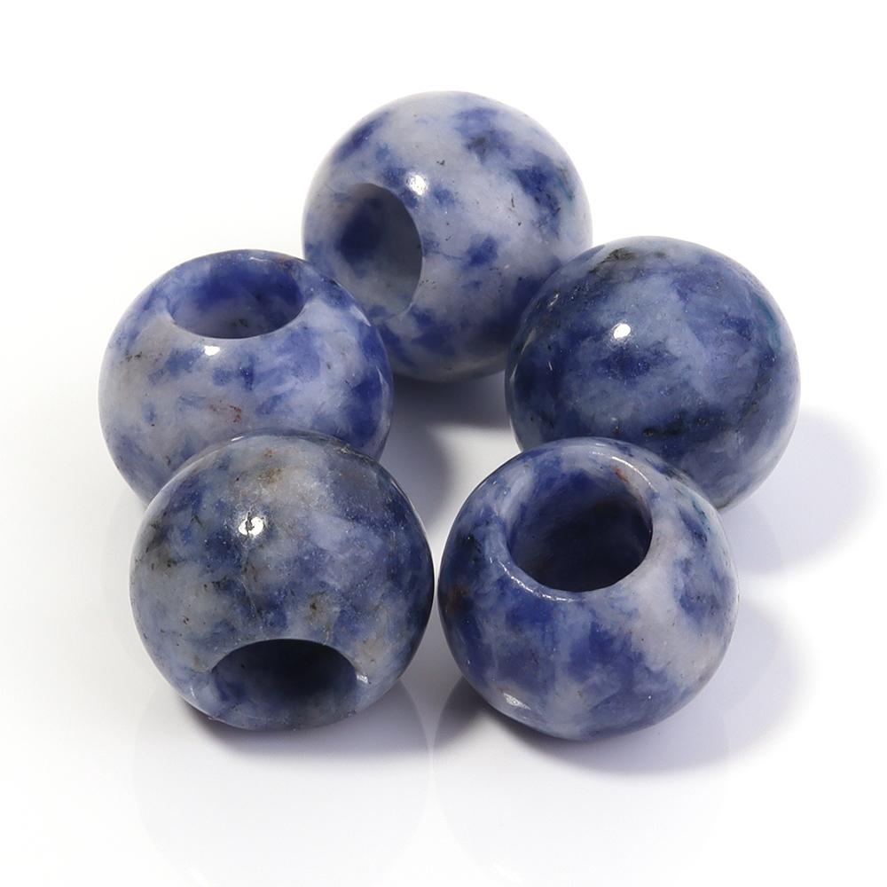 5pcs/lot Natural Stone Big Hole Beads Agate Jade Tiger Eye Turquoise Loose Beads For DIY Handmade Bracelet Earrings Accessories