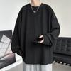 [Culeevp] Men's Long-Sleeve T-Shirt, Plus Sizes, Plain, Thick, Long T-Shirt, Men's Autumn/Winter Clothing, Sweatshirt, Black, Size L