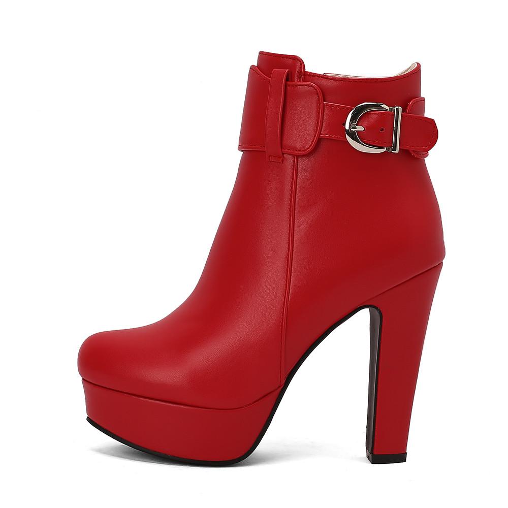 Fashion Women Shoes Fashion Short Boots Autumn Winter Sexy Platform Ankle Boots For Women Black Red Yellow White Lady Shoes Large 34-46