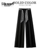 Women's Elastic Waist Draped Straight-Leg Pants