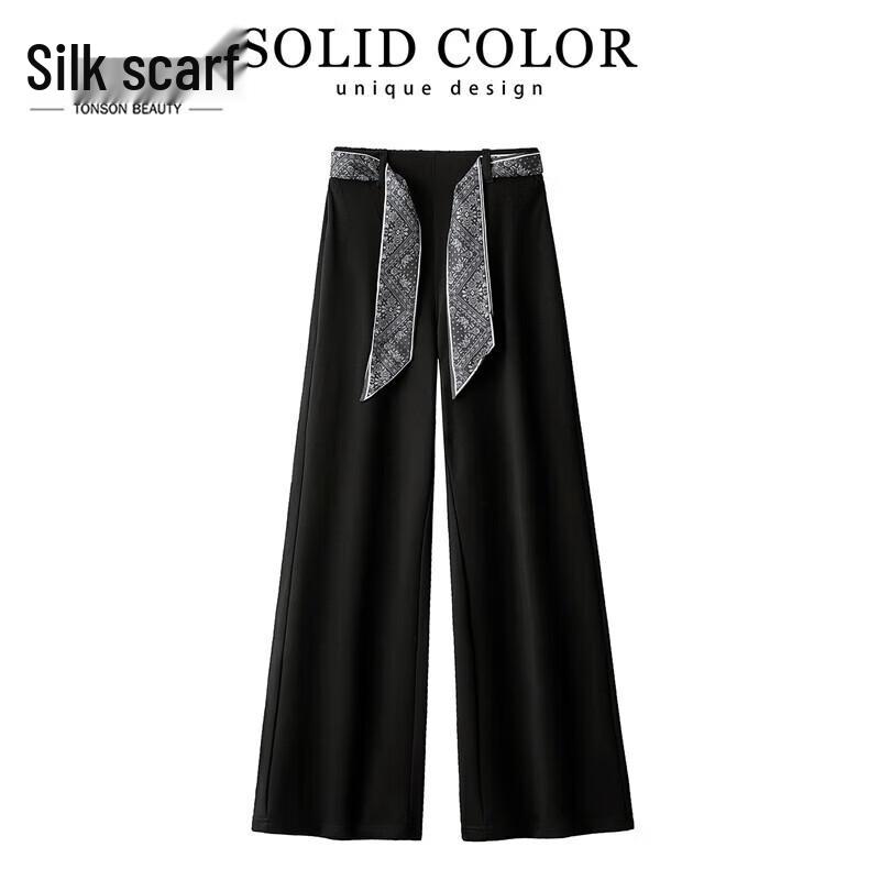 

Women s Elastic Waist Draped Straight-Leg Pants L
