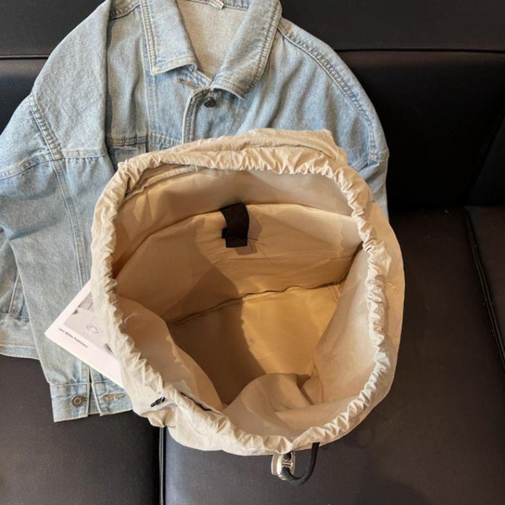 Light Weight Ruched Shoulder Bags Solid Color Student Schoolbag Simple Drawsting Backpacks  Outdoor