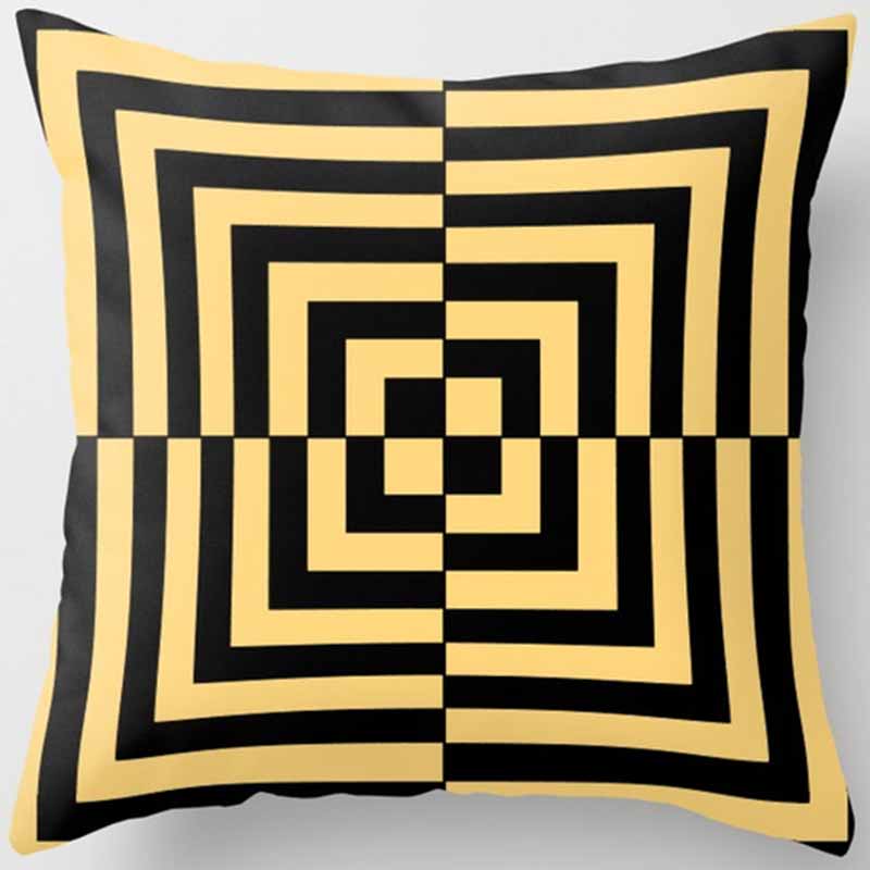 Black and Yellow Square Pillowcase, Home Decoration, Car Sofa Cushion Cover 45cm*45cm