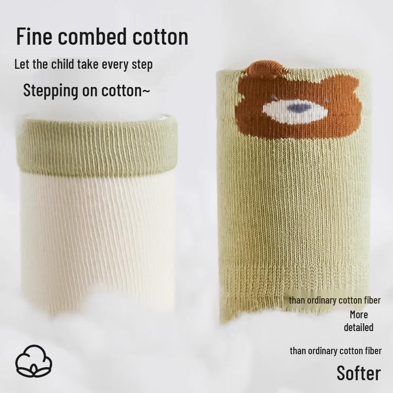 Cotton Qi Bear Baby Boneless Mid-Tube Socks