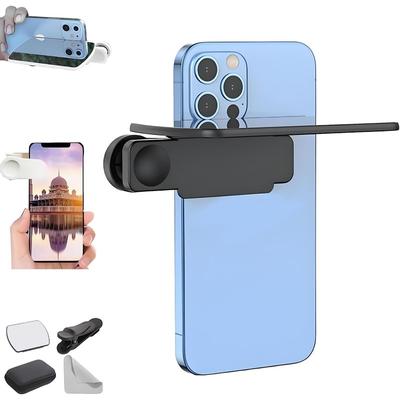 Mirror Reflection for iPhone, Smartphone Camera Mirror Reflection Clip Kit, HD Glass Mirrors for Phone To Use Back Camera, Portable