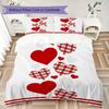 Rotes Love-Muster Bettwäsche-Steppdecken-Set Steppdeckenbezug Kissenbezug Heimdekoration Geburtstagsgeschenk (1 * Bettbezug + 2 * Kissenbezug ohne Füllung)