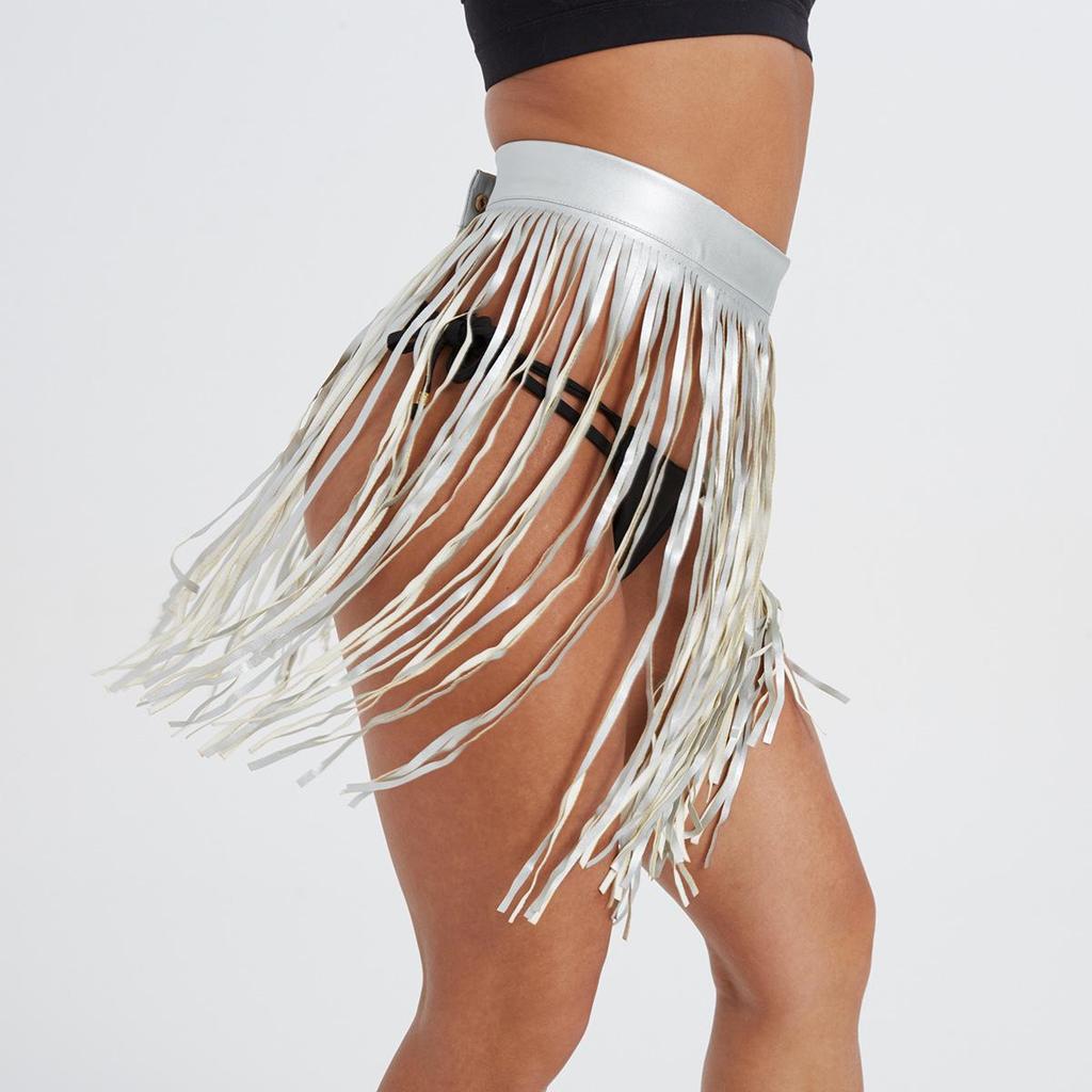 Women's European & American Tassel PU Leather Dance Skirt - Sexy, Fashionable Nightclub Hip Skirt