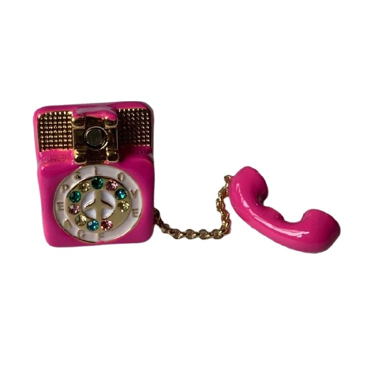 

Artistic Antique Phone Design Magnetic Ring Enamel Coated Jewelry Perfect For Daily Wear Or Parties рожевий червоний колір